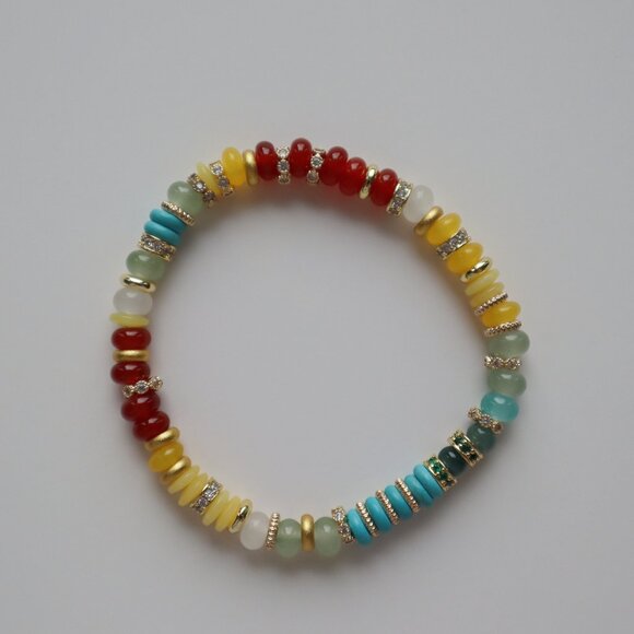 Handmade Natural Multi-Gemstone Bracelet | Agate & Crystal❤ - Picture 2 of 2